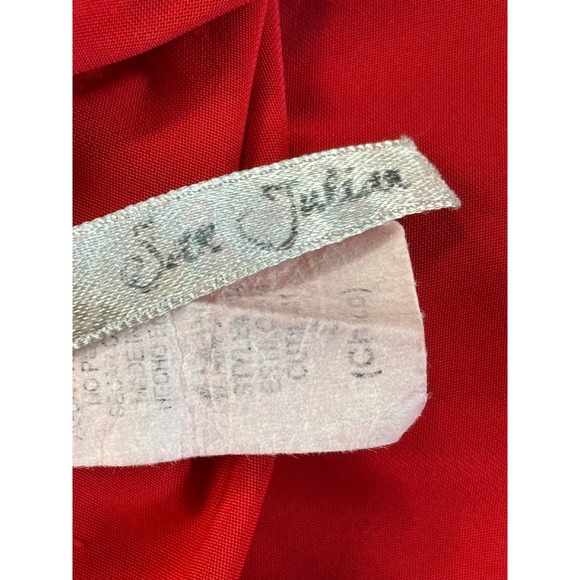 Sleeveless blouse Red Sheer Collar Party Cocktail top with Belt - Picture 7 of 9